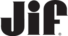 a black and white logo for jif with a r on it