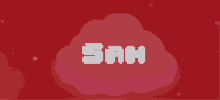 the word sam is on a red background with a cloud