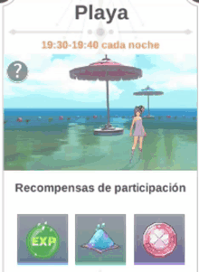 a screenshot of a game called playa with a woman standing under an umbrella