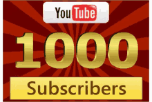 a youtube logo that says 1000 subscribers on a red background