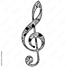 a treble clef with a pattern on it on a white background .