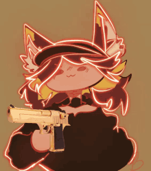 a drawing of a cat holding a gun that says desert eagle on it