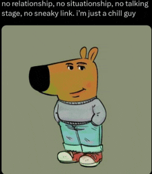 a cartoon of a bear with a sweater and jeans