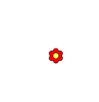 a red flower with a yellow circle in the center
