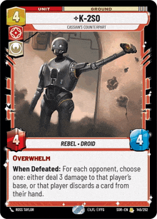 a card with a robot on it that says k-2so