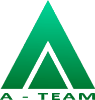 a green triangle with the letters a-team on it