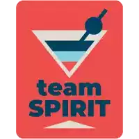 a logo for team spirit with a martini glass and a straw