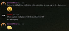 a screenshot of a conversation between dawid official and kanbecq