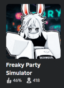 a screenshot of a freaky party simulator with a bunny girl on it