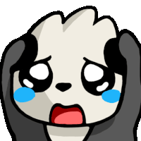 a cartoon drawing of a panda bear with tears on its face