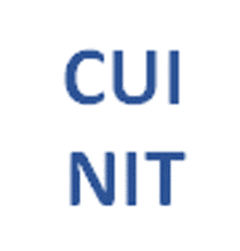 a blue and white logo for cui nit on a white background .