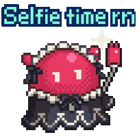 a pixel art drawing of a monster with the words " selfie time rm " above it