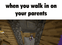 a screenshot of a video game with the words " when you walk in on your parents " on the bottom