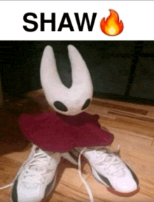 a picture of a stuffed animal with the name shaw written above it