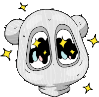 a cartoon drawing of a teddy bear with stars around it 's eyes