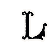 a black and white letter l with a white border