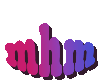 a pink and purple logo that says mhm on a white background