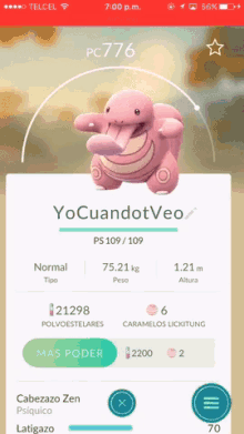 a pink pokemon named yocuandotveo is on a phone screen