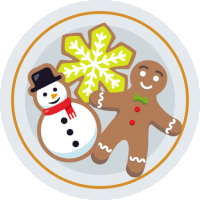 a gingerbread man and snowman are on a plate