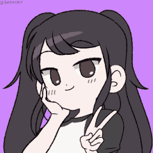 a drawing of a girl giving a peace sign by amphihypop