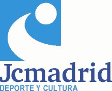 the logo for jc madrid deporte y cultura is a blue and white logo with a white circle in the middle .