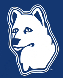 a blue and white logo of a polar bear