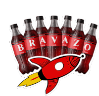 a row of coca cola bottles with the word bravazo on the front