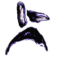 a purple and white drawing of a sad face with a white background