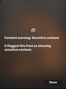 a screen displays a content warning sensitive content