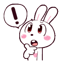 a cartoon rabbit has an exclamation point above his head