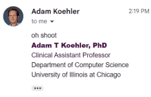 adam koehler is a clinical assistant professor in the department of computer science at the university of illinois at chicago