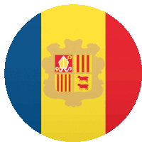 a red yellow and blue circle with a coat of arms on it