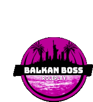 a purple logo for a company called balkan boss