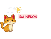 a cartoon cat is sitting next to a gm nekos sign