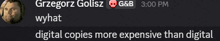 a screenshot of a message from grzegorz golisz g & b at 3:00 pm
