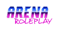 a neon sign that says arena roleplay in purple and blue letters