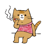 a cartoon cat smoking a cigarette with the letter h on its face