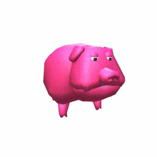 a pink cartoon pig with a serious look on its face