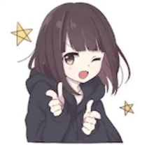 a girl with short hair is giving a thumbs up sign .