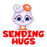 a cartoon rabbit with a flower on her head is sending hugs