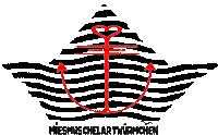 a black and white striped design with the words miesmuschelartwurmchen on the bottom