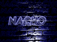 a brick wall with nacho written on it