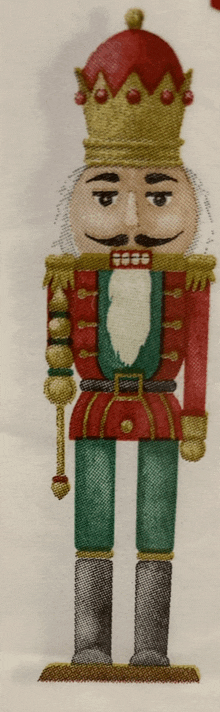 a nutcracker with a crown and a sword