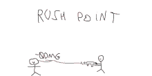 a drawing of a stick figure with the words rush point written below it