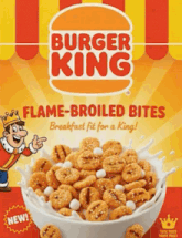 a box of burger king cereal called flame broiled bites