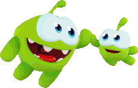 two green cartoon characters are flying in the air