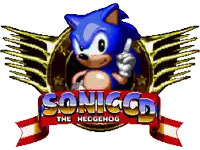 a logo for sonic the hedgehog with a blue hedgehog