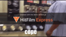 an ad for hitfilm express shows a man standing in front of a vending machine