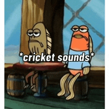 two cartoon characters sitting next to each other with the words " cricket sounds " written on the bottom