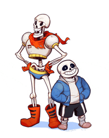 a drawing of papyrus and sans from undertale standing next to each other